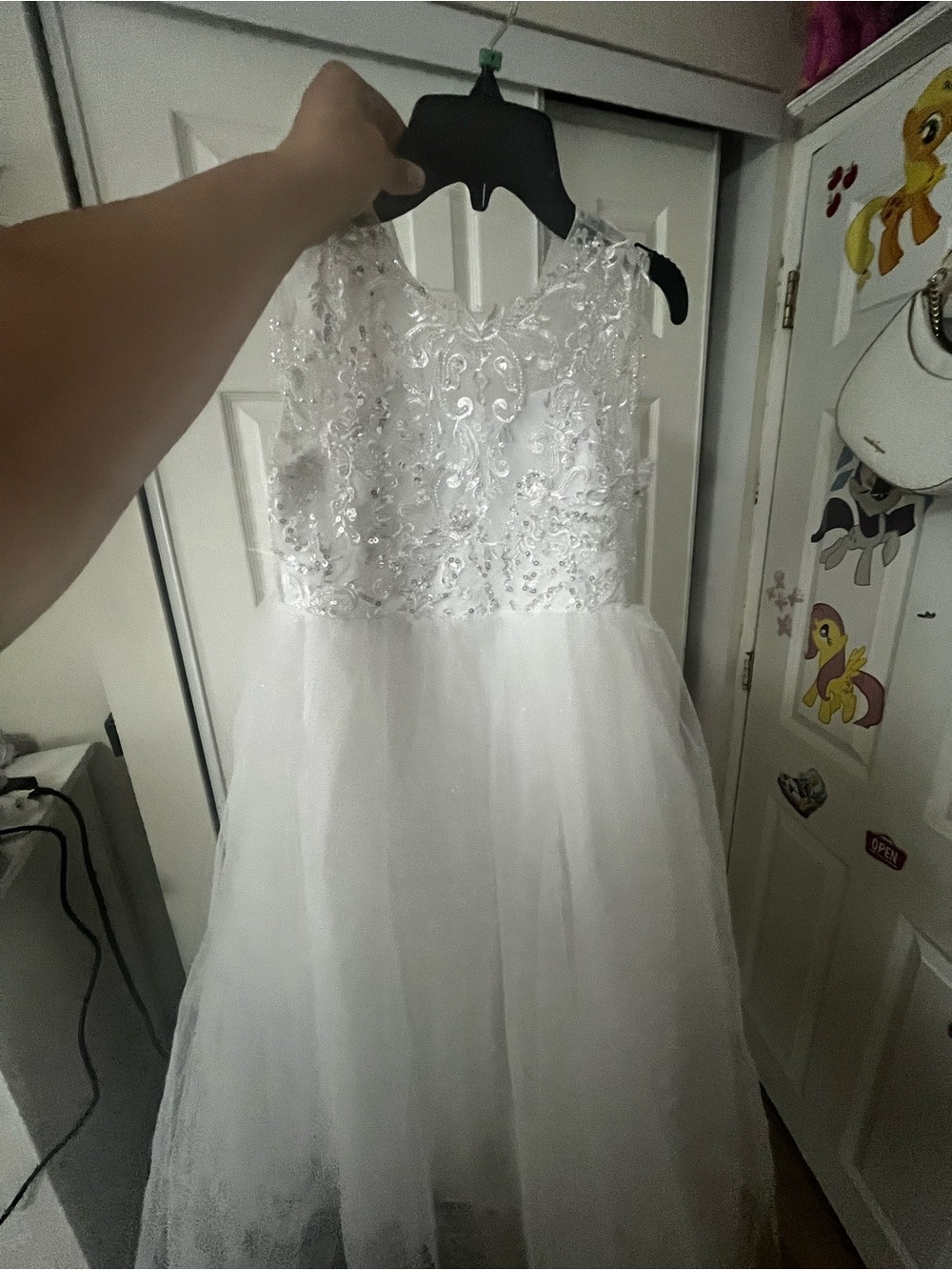 Kids White Sequin Tulle Dress - Elegant Party & Special Occasion